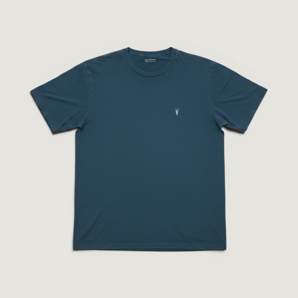 AllSaints T-Shirt Tonic Ramskull Crewneck Teal Blue Medium